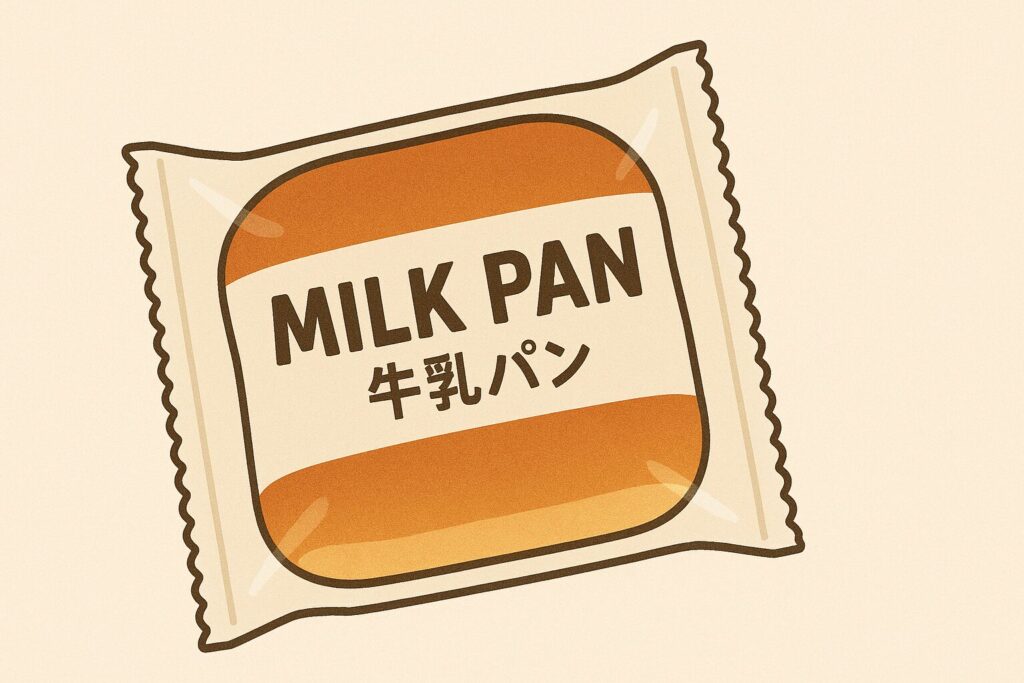 牛乳パンのパッケージを描いたイラスト