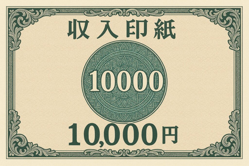 収入印紙10,000円のイラスト(中央に額面と装飾模様)