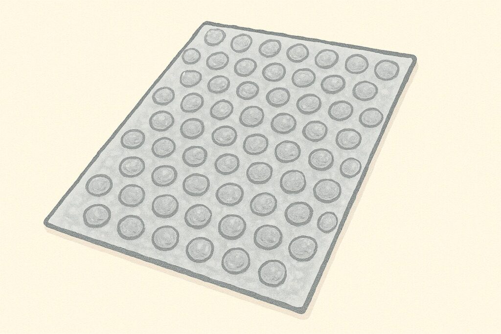 緩衝材プチプチのイラスト（斜め上から見た構図）