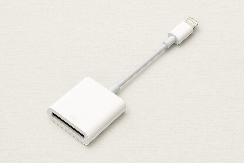iPhone用の純正Lightning SDカードリーダーの写真イラスト
