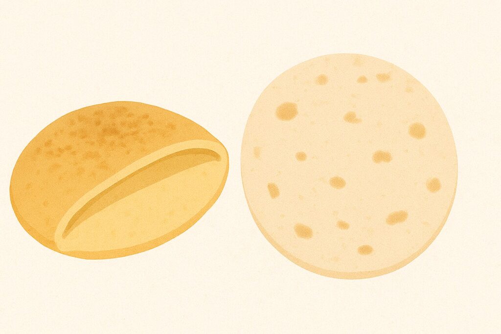 ピタパンとトルティーヤを並べたイラスト