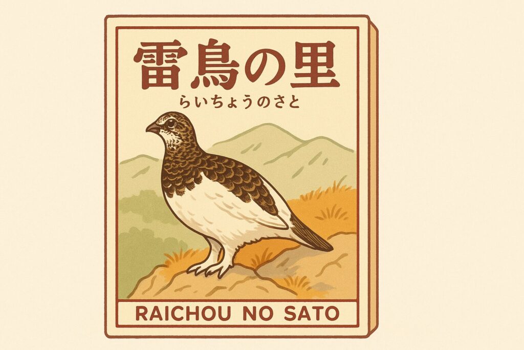 雷鳥の里のパッケージを再現したイラスト