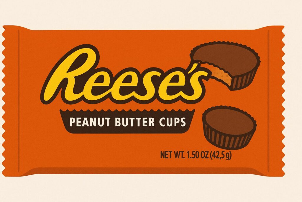 Reese'sピーナッツバターカップのパッケージを描いたイラスト