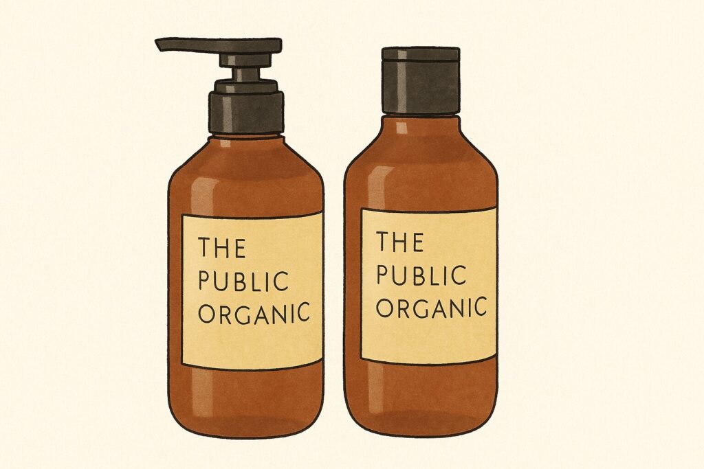 THE PUBLIC ORGANICのシャンプーとコンディショナーのイラスト