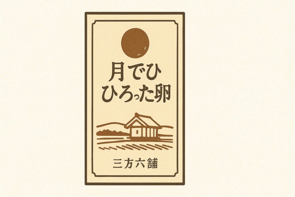 「月でひろった卵」のパッケージを再現したイラスト
