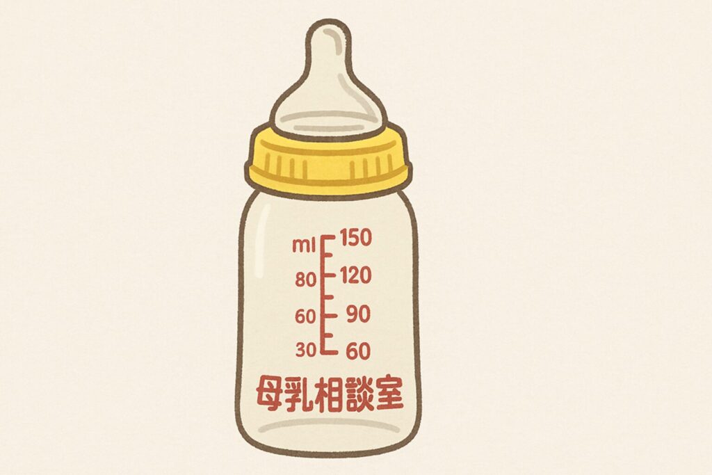 母乳相談室の哺乳瓶を描いたシンプルなイラスト