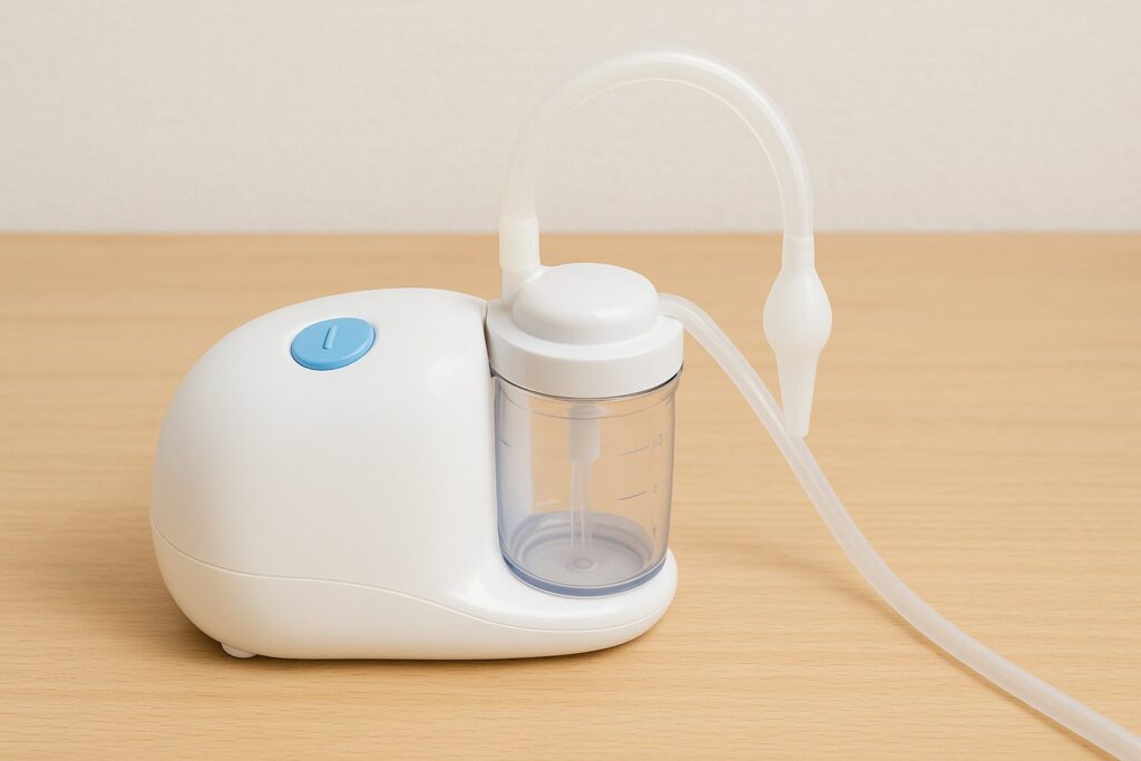 ルシーポット(電動鼻水吸引器)の本体とチューブのイラスト