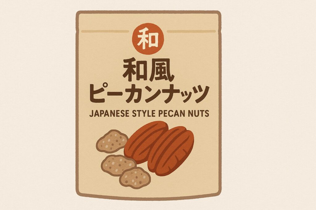 和風ピーカンナッツのパッケージを描いたイラスト