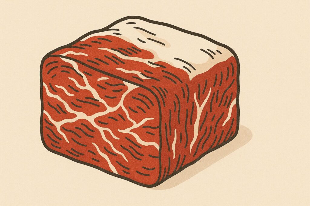 牛肉ブロックのイラスト(霜降り風)