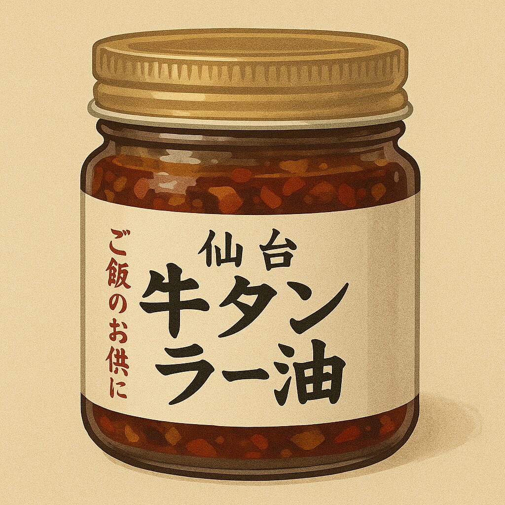 牛タンラー油の瓶イラスト
