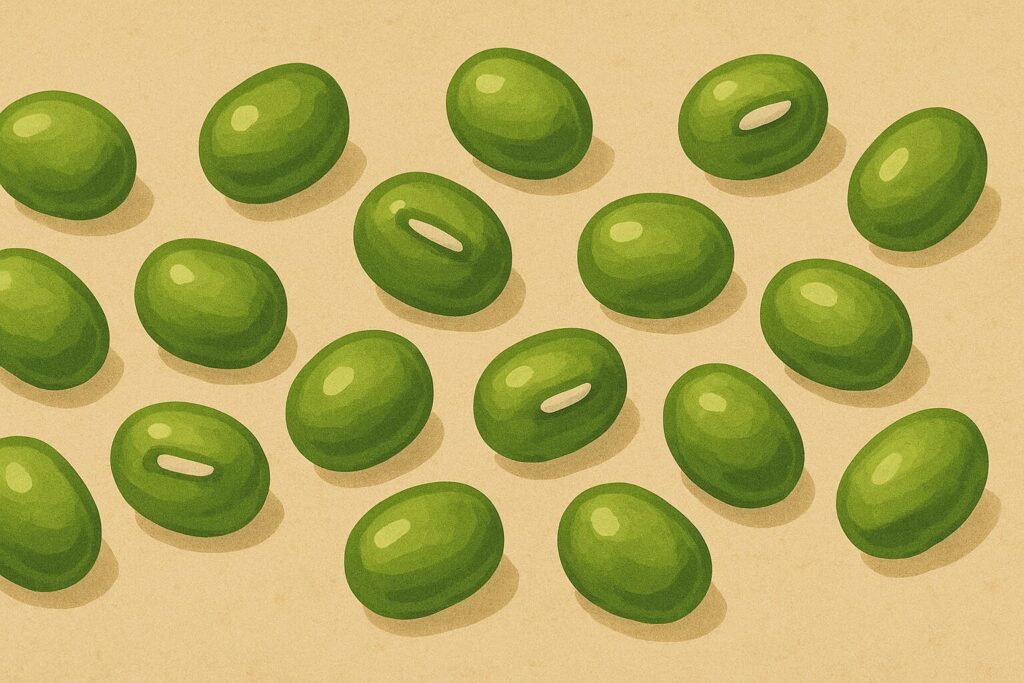 緑豆(ムング豆)が並んだイラスト