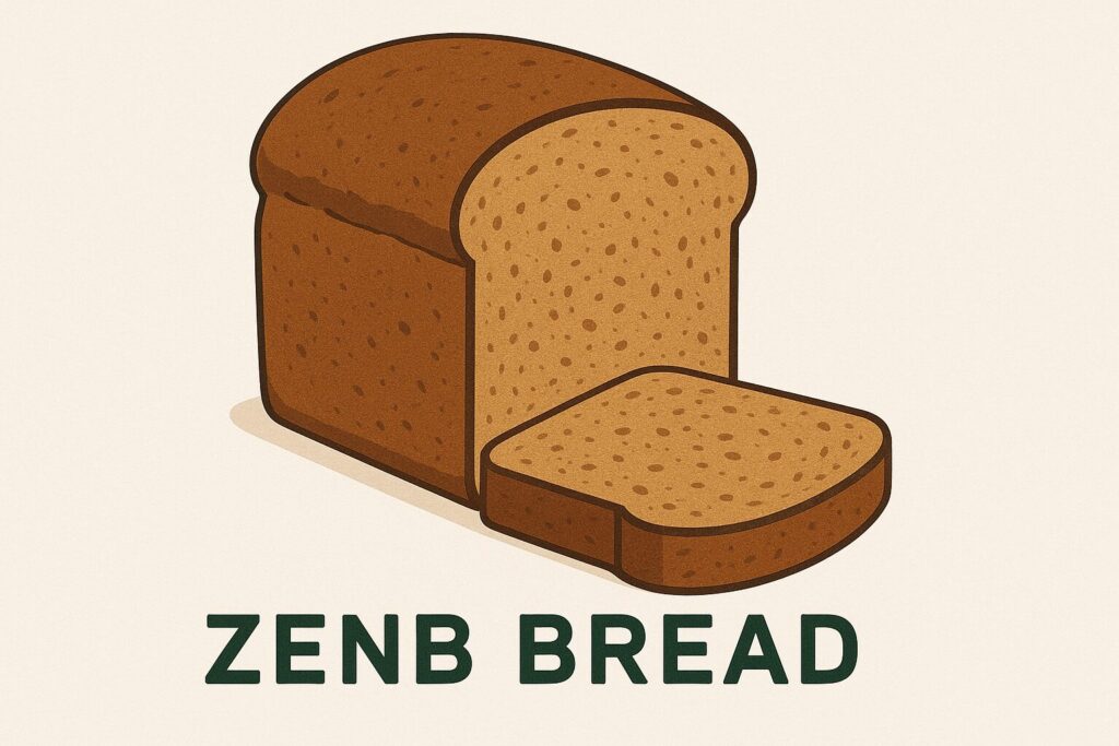 ZENB BREADのイラスト。茶色いクラストと柔らかい中身が特徴のスライスされたパンが描かれている
