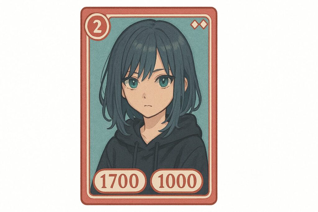 ずっと真夜中でいいのに。をイメージしたキャラクターのカード風イラスト