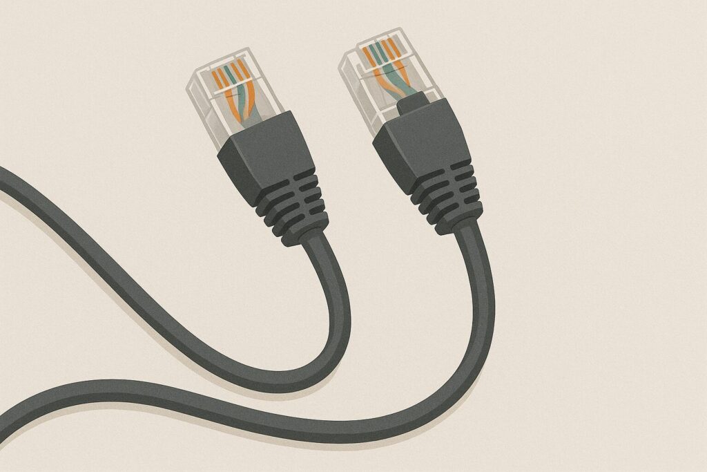 LANケーブルのイラスト(RJ45コネクタ付き)