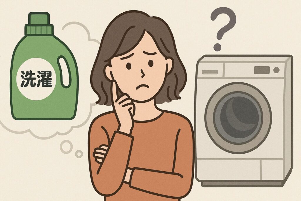 どこで買えるのか悩んでいる人のイラスト