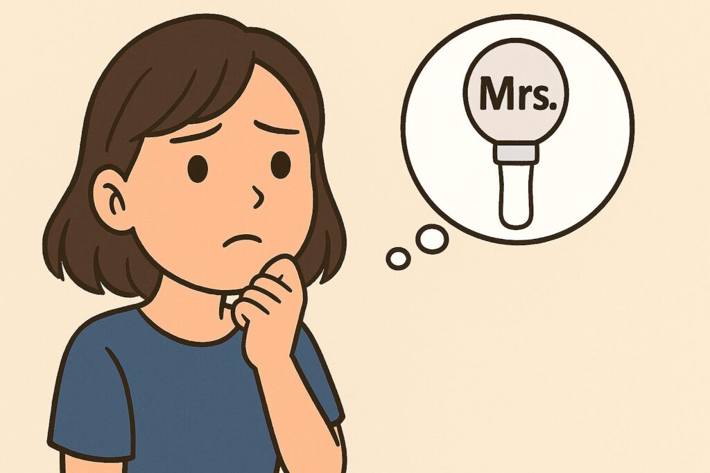 ミセスのペンライトが欲しくて悩んでいる人のイラスト
