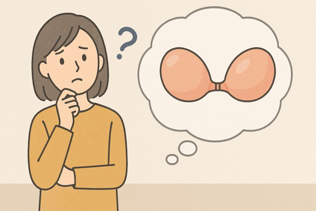 ヌーブラが欲しくて悩んでいる人のイラスト