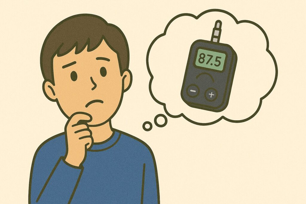 FMトランスミッターが欲しいと考えている人のイラスト