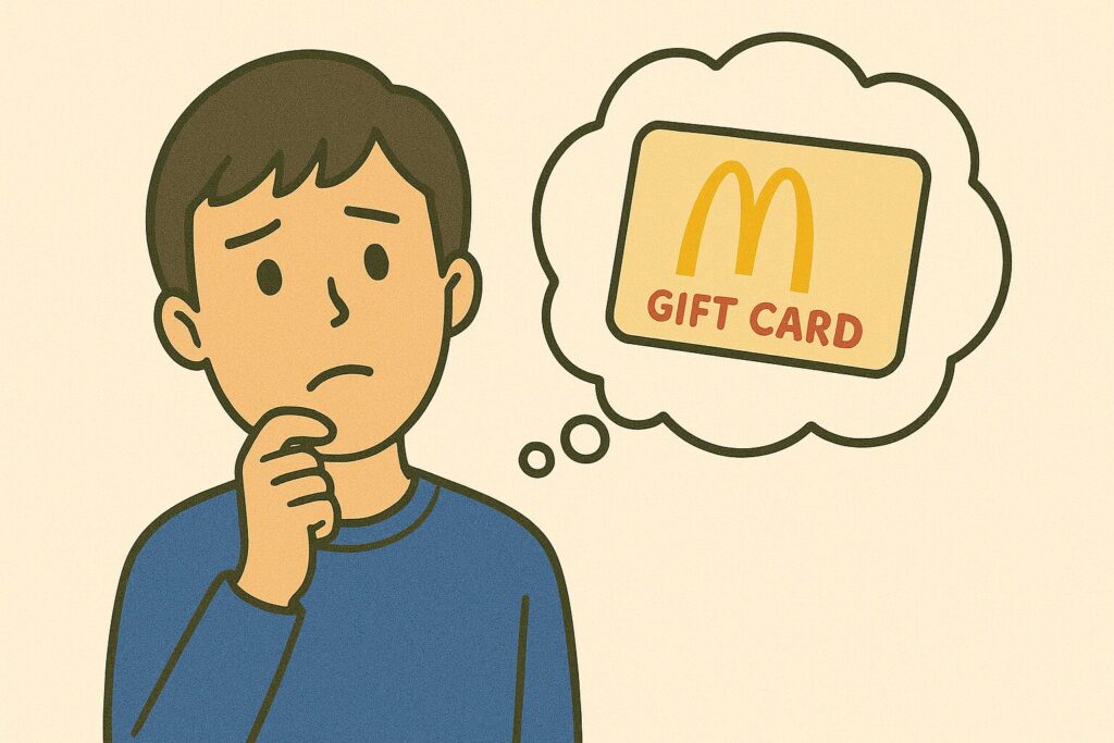 マックカードが欲しいと考えている人のイラスト