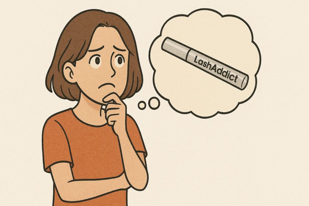 ラッシュアディクトが欲しくて悩んでいる人のイラスト