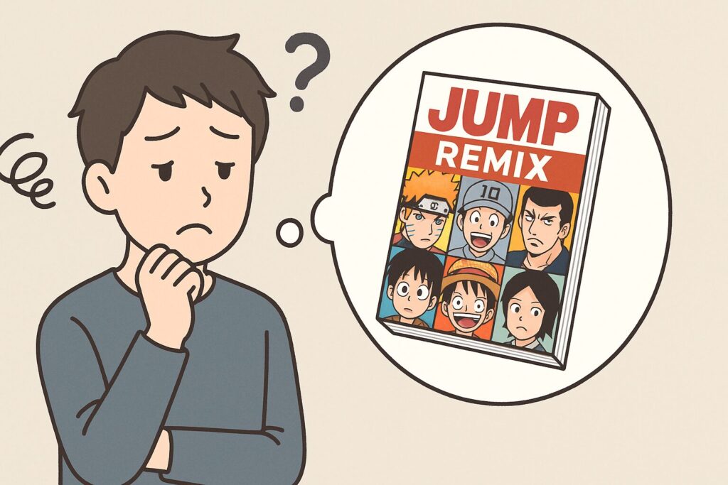 ジャンプリミックスが欲しくて悩んでいる人のイラスト